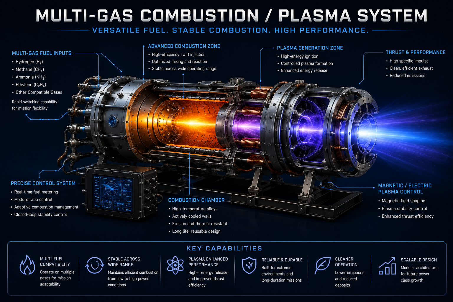 Multiple-Gas Combustion and Plasma System